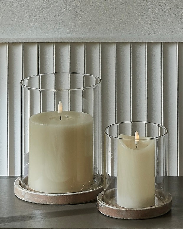 Siena Matt Brown Stone Hurricane Candle Lantern from Hill Interiors, featuring a rustic design suitable for home decor.