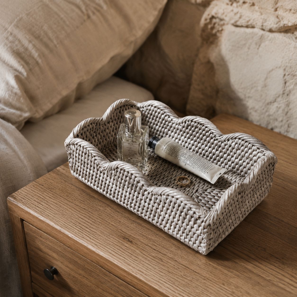 Wickham Rattan Scalloped Rectangle Tray