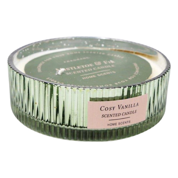 Sage Green Glass Ribbed Candle