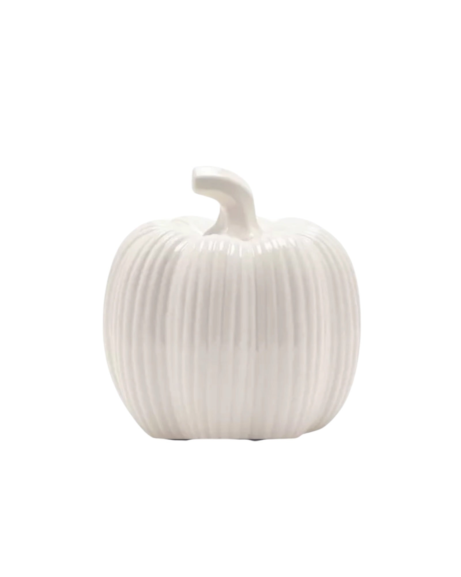 White Ceramic Ribbed Pumpkin