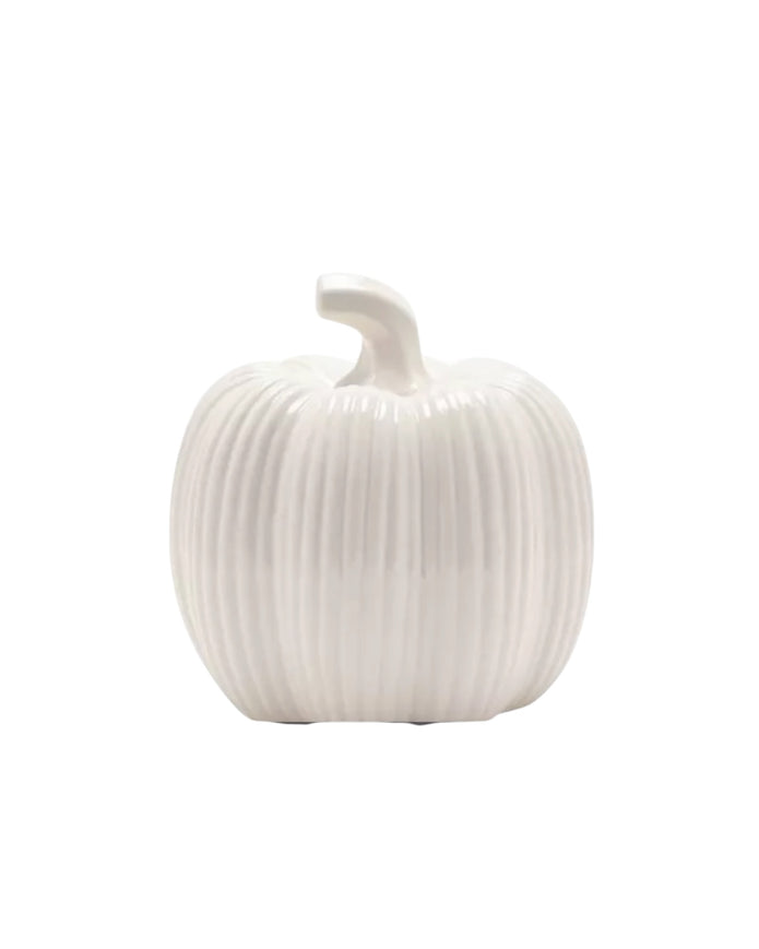 White Ceramic Ribbed Pumpkin