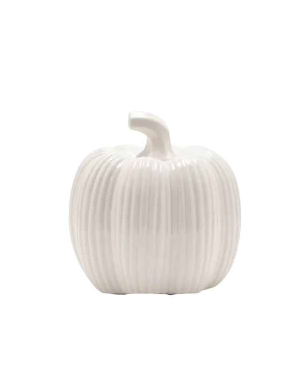 White Ceramic Ribbed Pumpkin