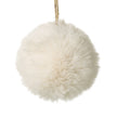 Cream Fluffy Hanging Fur Snowball, cream fluffy snowball shown alone against white