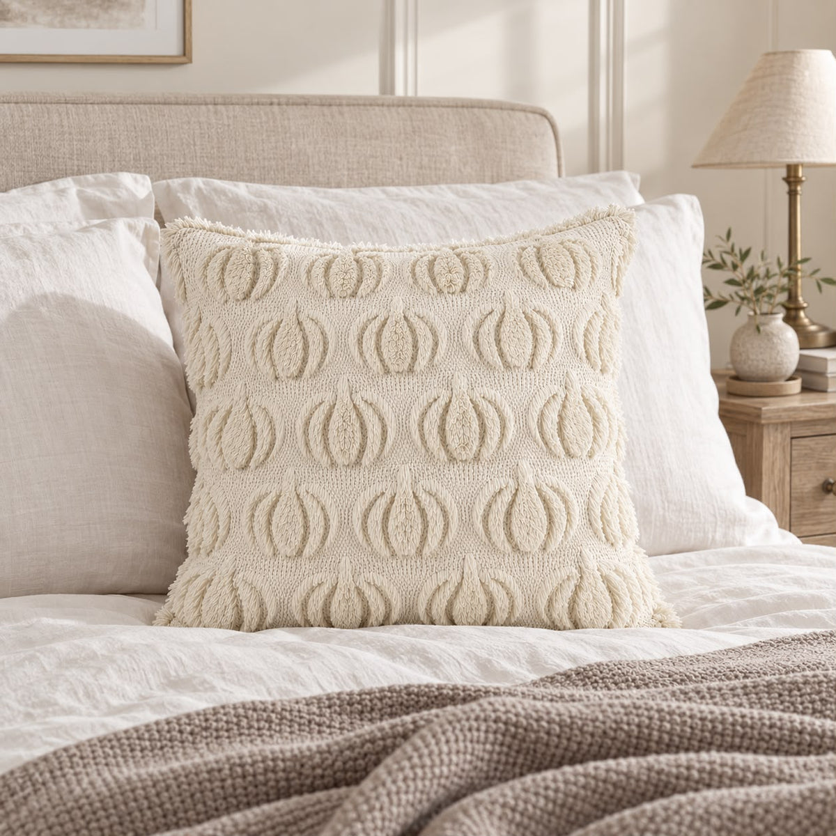 White Fluffy Multi Pumpkin Cushion Cover