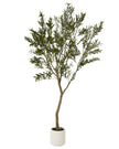Large artificial faux olive tree from Hill Interiors, showcasing realistic green leaves and a sturdy trunk for home decor.