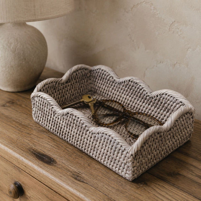 Wickham Rattan Scalloped Rectangle Tray