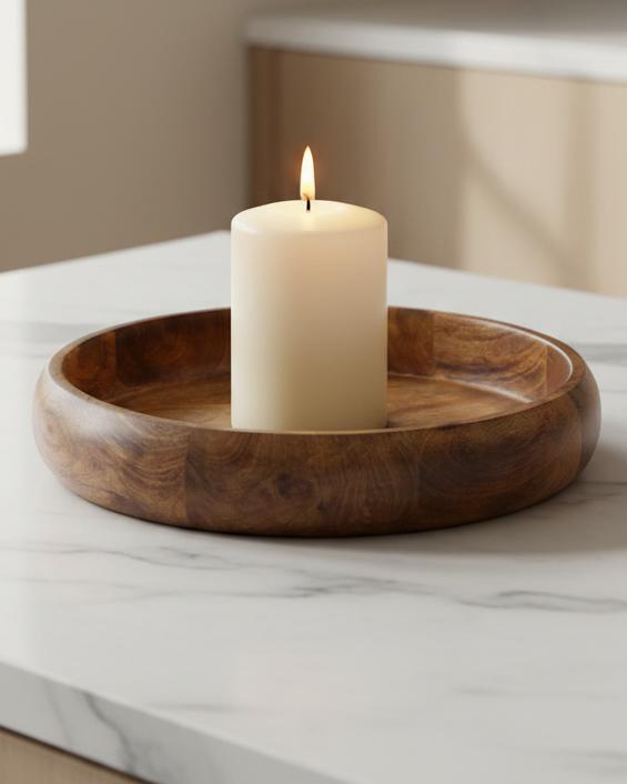 Shallow Wooden Fruit Bowl
