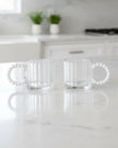 Ribbed Clear Glass Bobble Mugs - Set of Two
