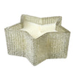 Silver Glass Star Candle - Wild Berries, silver textured star candle showing cream wax