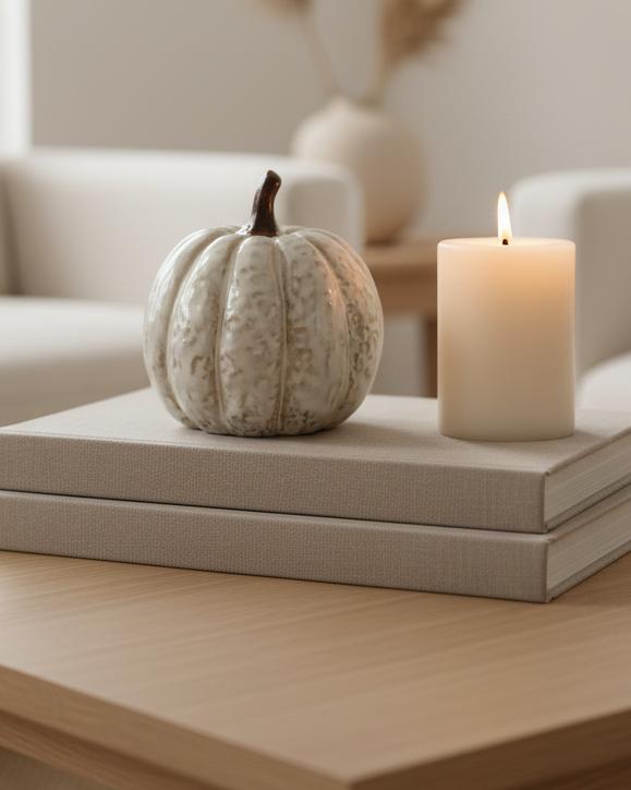 Neutral Ceramic Pumpkin Decor