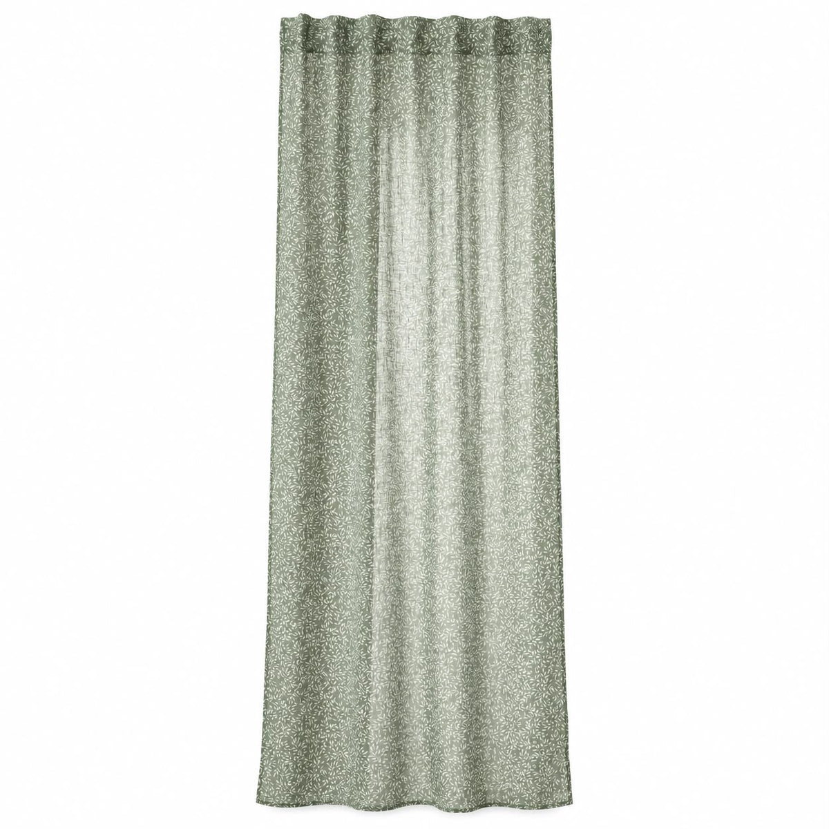 Yard Leaf Patterned Moss Green Woven Sheer Voile Curtain Panel