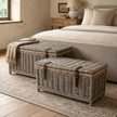 Burley Rattan Strapped Basket Storage Trunk
