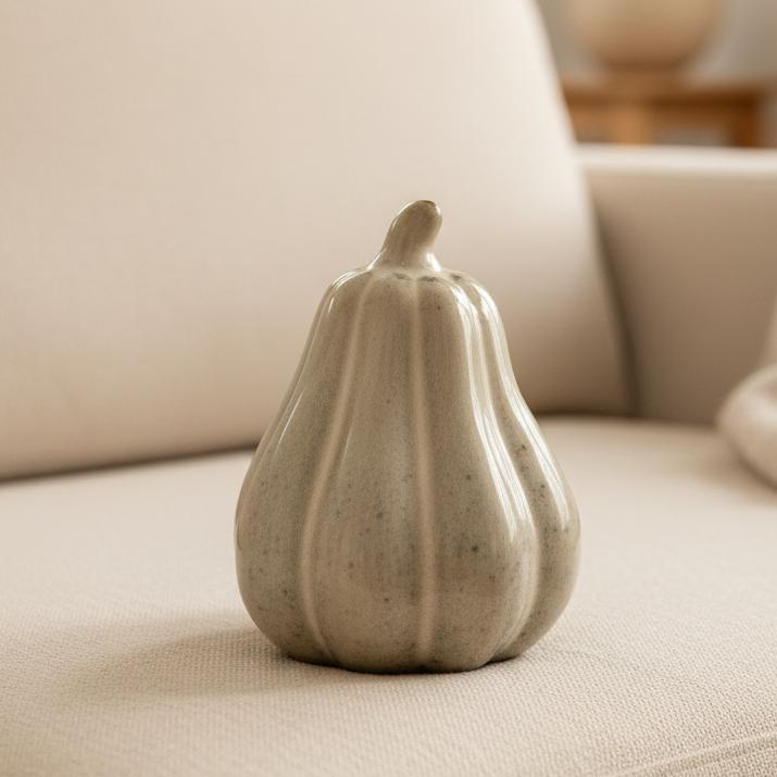 Beige Mottle Ceramic Pumpkin Decoration