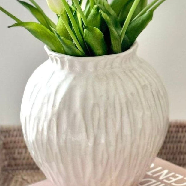 Hill Interiors Numa Round Glazed Vase with a smooth, rounded shape and glossy finish, perfect for decorative floral arrangements.