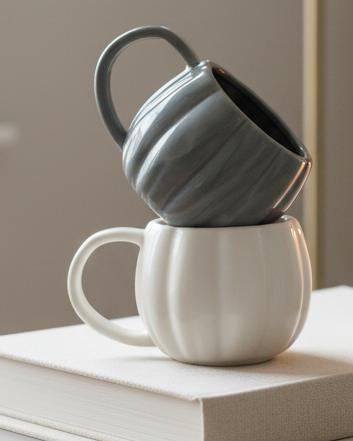 White Matt Ceramic Pumpkin Mug