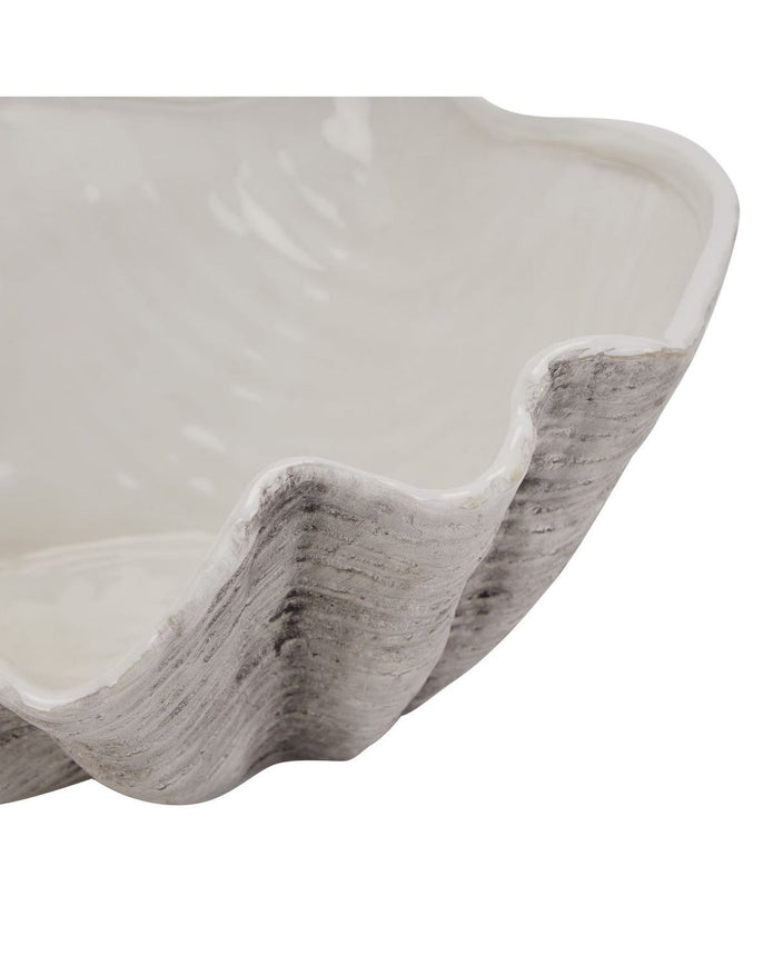 Adele Extra Large Matt Neutral Stone Clam Shell Bowl