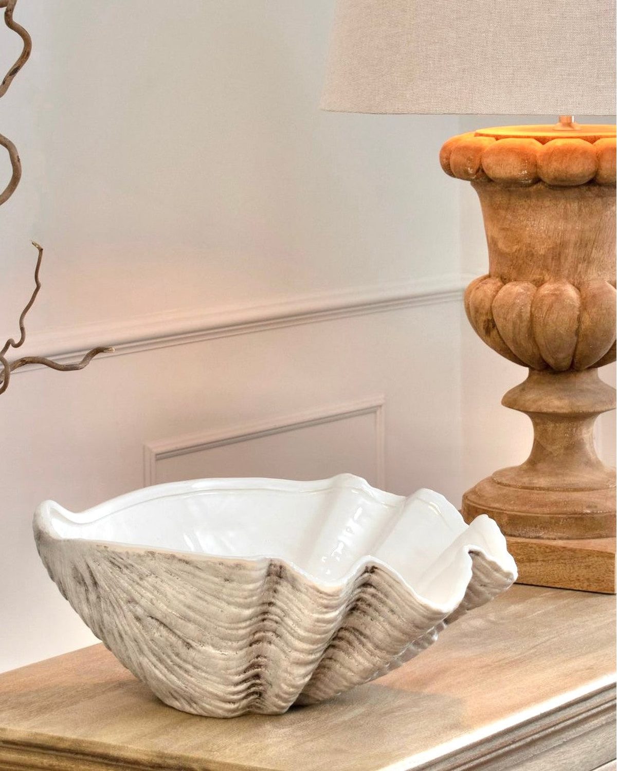 Adele Extra Large Matt Neutral Stone Clam Shell Bowl