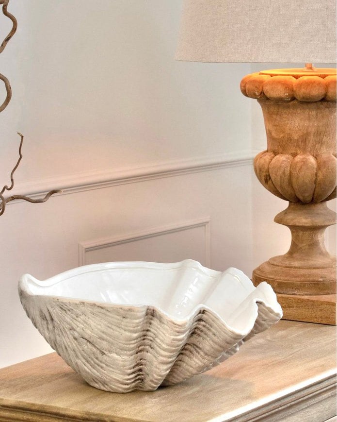 Adele Extra Large Matt Neutral Stone Clam Shell Bowl
