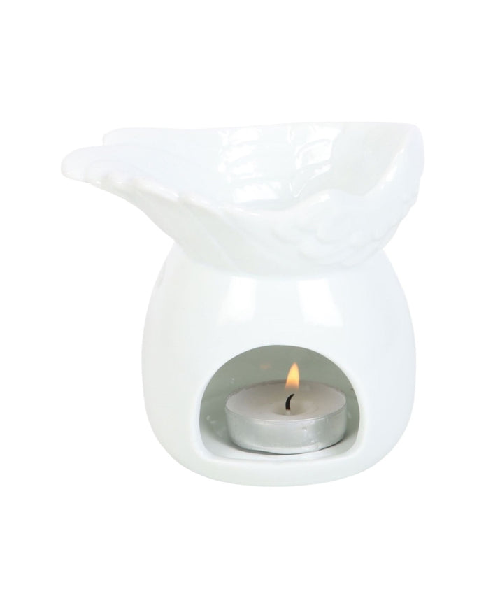Angel Wings Dish Ceramic Wax Burner - White