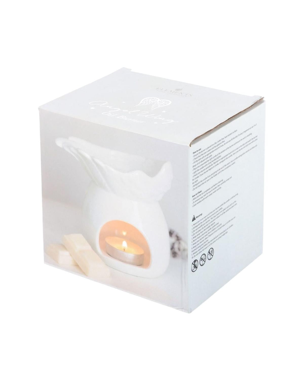 Angel Wings Dish Ceramic Wax Burner - White