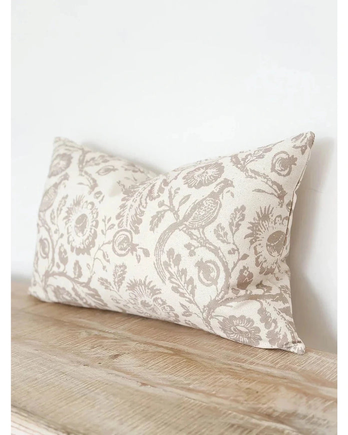 Aria Neutral Beige Country Floral Print Cotton Cushion Cover - Soft FurnishingsSoft Furnishings - Lulu Loves Home