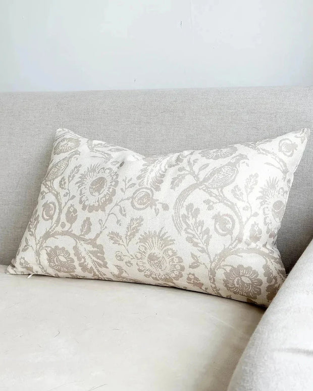 Aria Neutral Beige Country Floral Print Cotton Cushion Cover - Soft FurnishingsSoft Furnishings - Lulu Loves Home