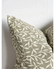 Olive Green And White Leaf Print Cotton Cushion Cover - Soft FurnishingsSoft Furnishings - Lulu Loves Home