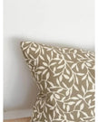 Olive Green And White Leaf Print Cotton Cushion Cover - Soft FurnishingsSoft Furnishings - Lulu Loves Home