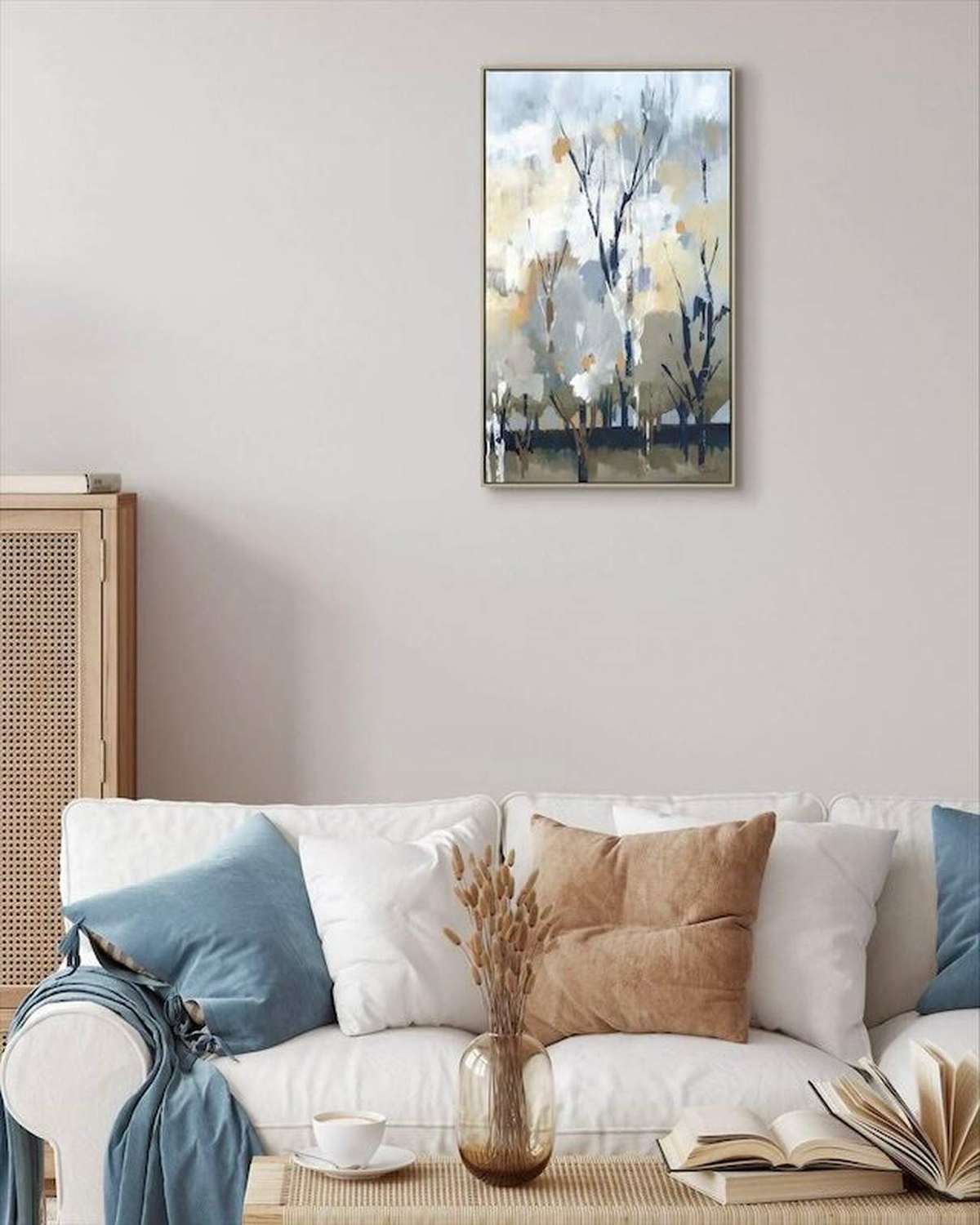 Art Marketing - Canvas Framed Print, Silver Birch Blues - PRE ORDER FOUR WEEK DELIVERY