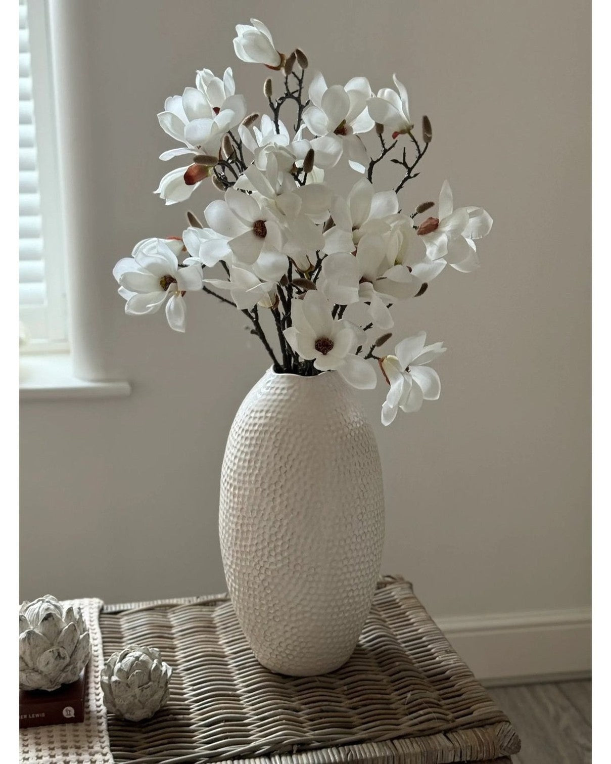 Artificial Classic White Magnolia Branch Stem - Faux Plants & FlowersFaux Plants & Flowers - Lulu Loves Home