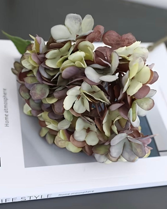 Artificial Short Dusky Plum Hydrangea Stem - Set of Three