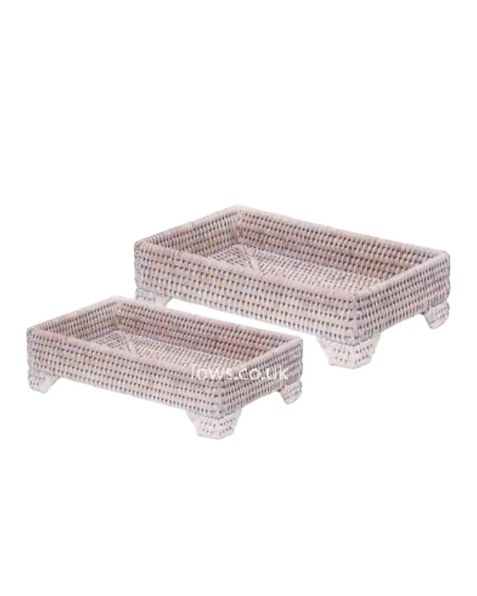 Artisan Weave - Rectangle Raised Footed Rattan Tray With Handles - Home DecorHome Decor - Lulu Loves Home