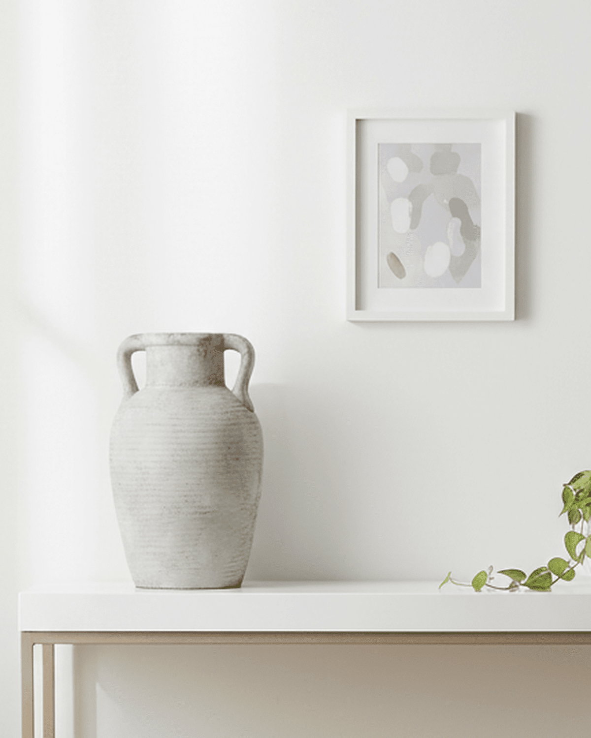 Athena Neutral Stone Amphora Vase