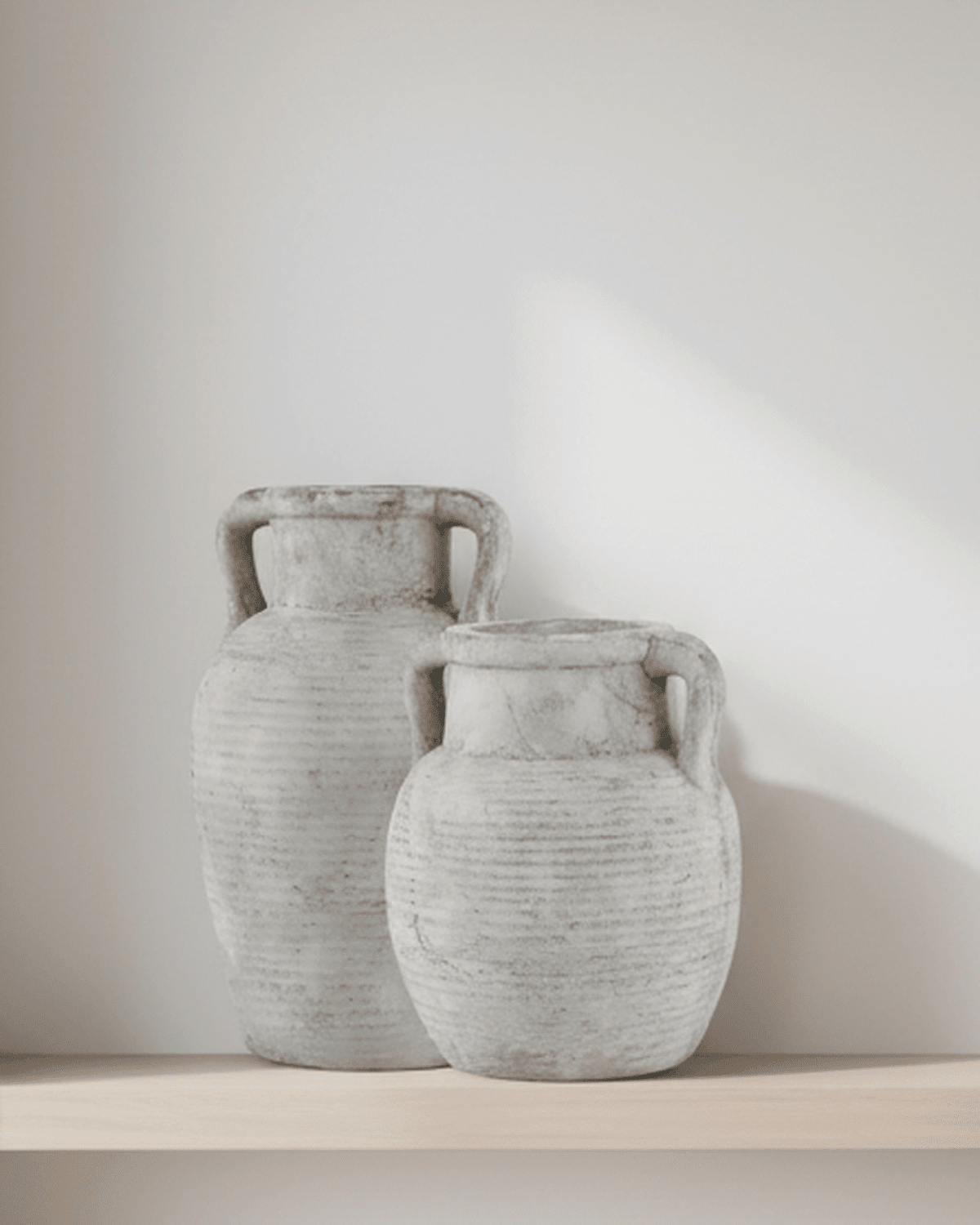 Athena Neutral Stone Amphora Vase