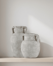 Athena Neutral Stone Amphora Vase