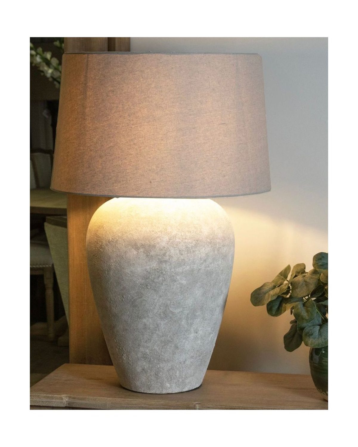 Athena Stone Natural Ribbed Lamp