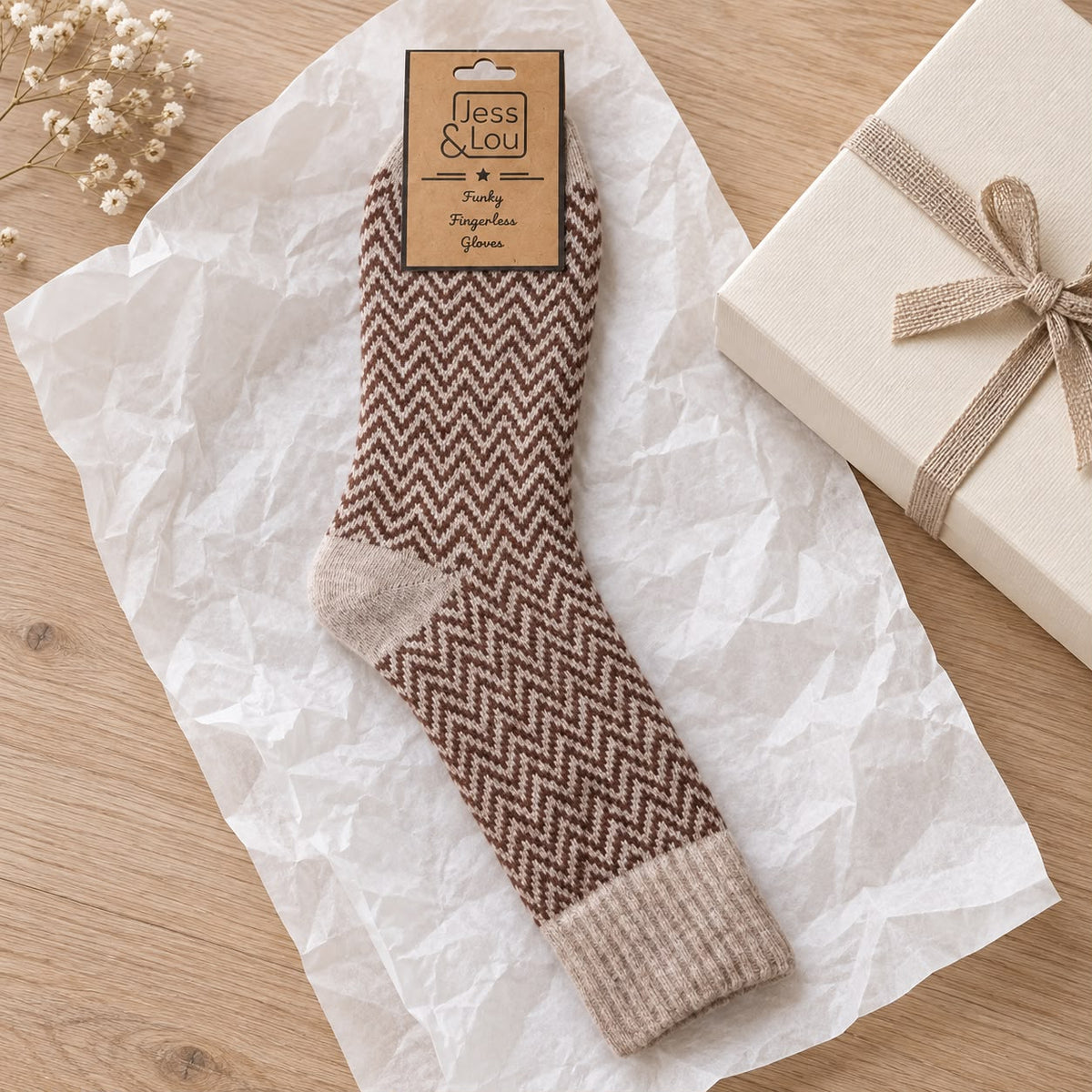 Cappuccino Herringbone Cosy Socks