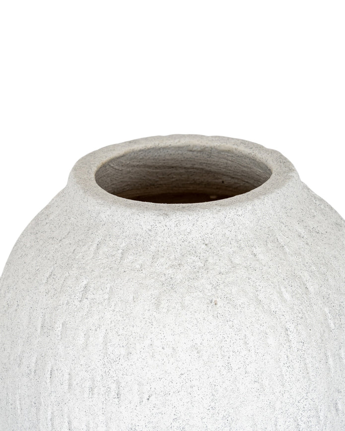 Ashen white matte tall vase from Hill Interiors, showcasing a sleek ceramic design suitable for modern home decor.