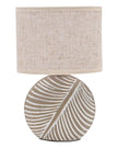 Stone Leaf Table Lamp with Beige Linen Shade