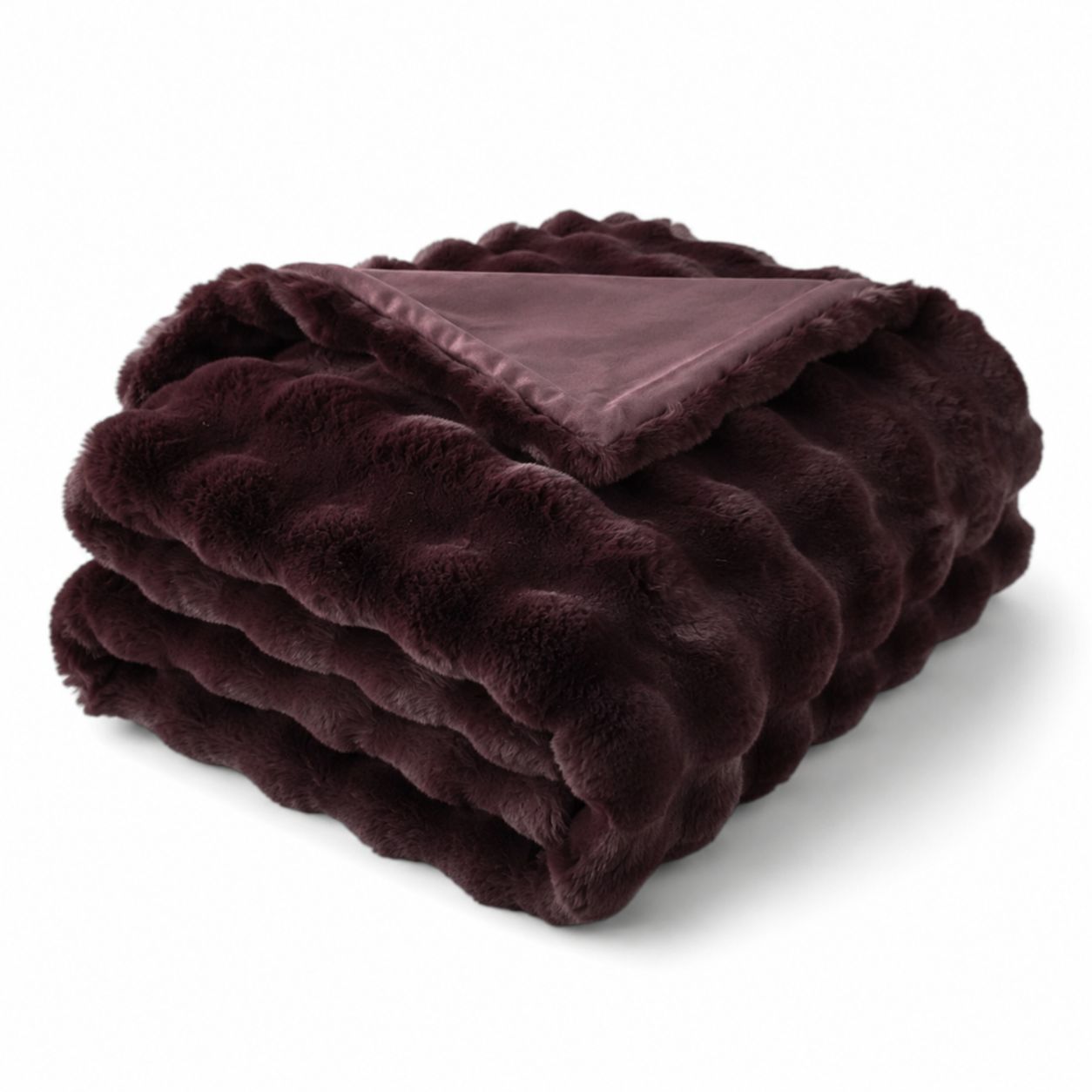 Burgundy Luxury Faux Fur Blanket Throw