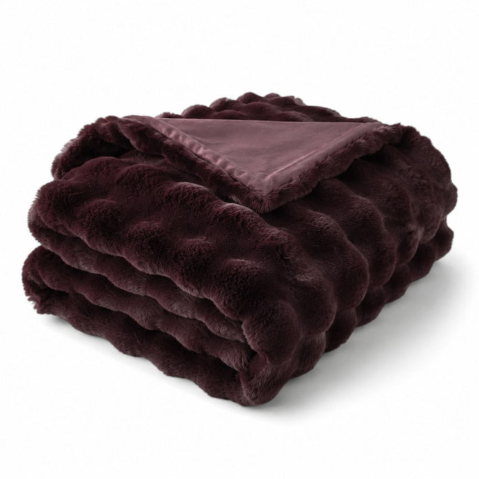 Burgundy Luxury Faux Fur Blanket Throw