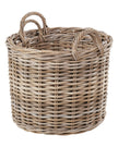 Round rattan Kubu storage basket by Pacific Lifestyle Ltd, handmade woven home decor basket for organization and stylish storage.