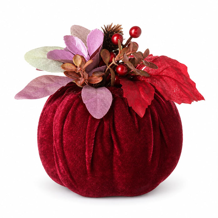 Burgundy Velvet Foliage Pumpkin
