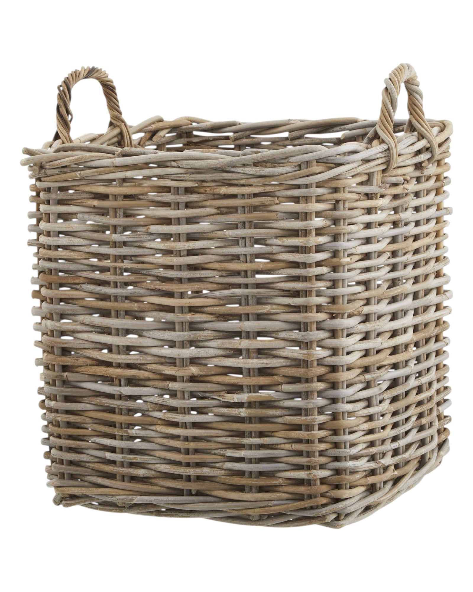 Rattan Kubu luxury square storage baskets for home decor, featuring woven natural rattan with sturdy handles.