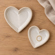Natural Ceramic Heart Shaped Plate With Bobble Rim - Large