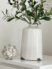White glazed Liv vase by Hill Interiors, featuring a sleek, modern ceramic design with a glossy finish and elegant shape.