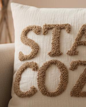 Stay Cozy Beige Cushion Cover