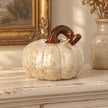 Cream And Brown Ceramic Pumpkin