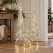 Silver Sparkly Light-Up LED Trees – Set of 3