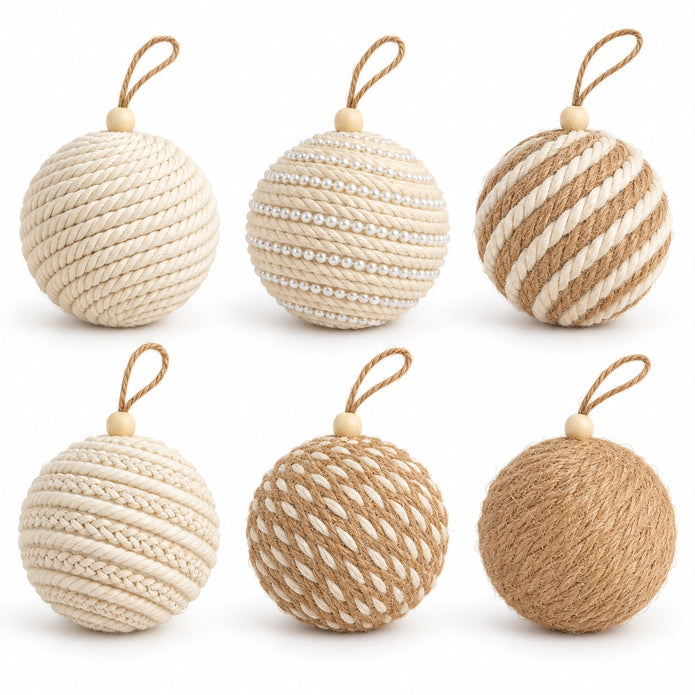 Neutral Beige and Cream Rustic Rope Bauble
